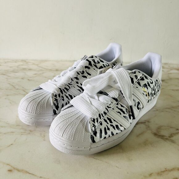 ADIDAS Originals Superstar Cheetah Print Sneakers Cloud White / Core Black- US 8 - Picture 1 of 11